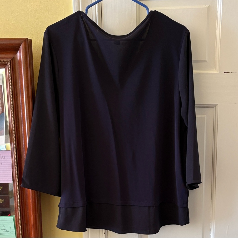 Ann Taylor Elegant Navy V-Neck Blouse